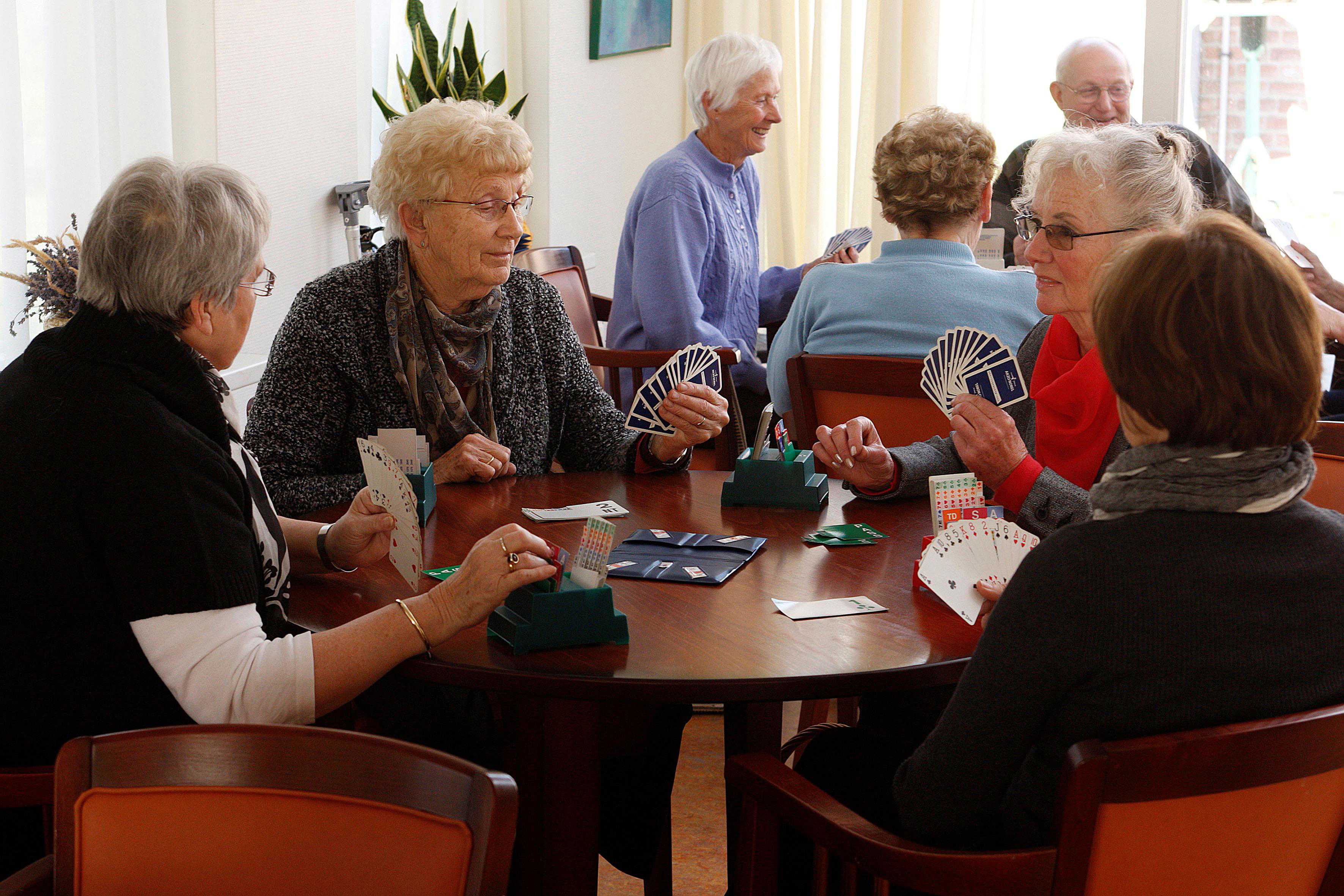Ældre der spiller kort